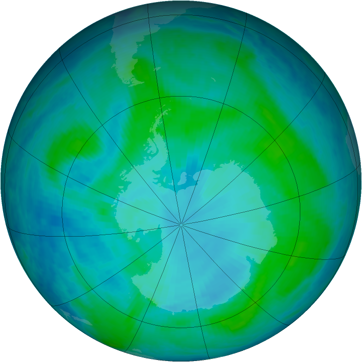 Antarctic ozone map for 23 January 2000